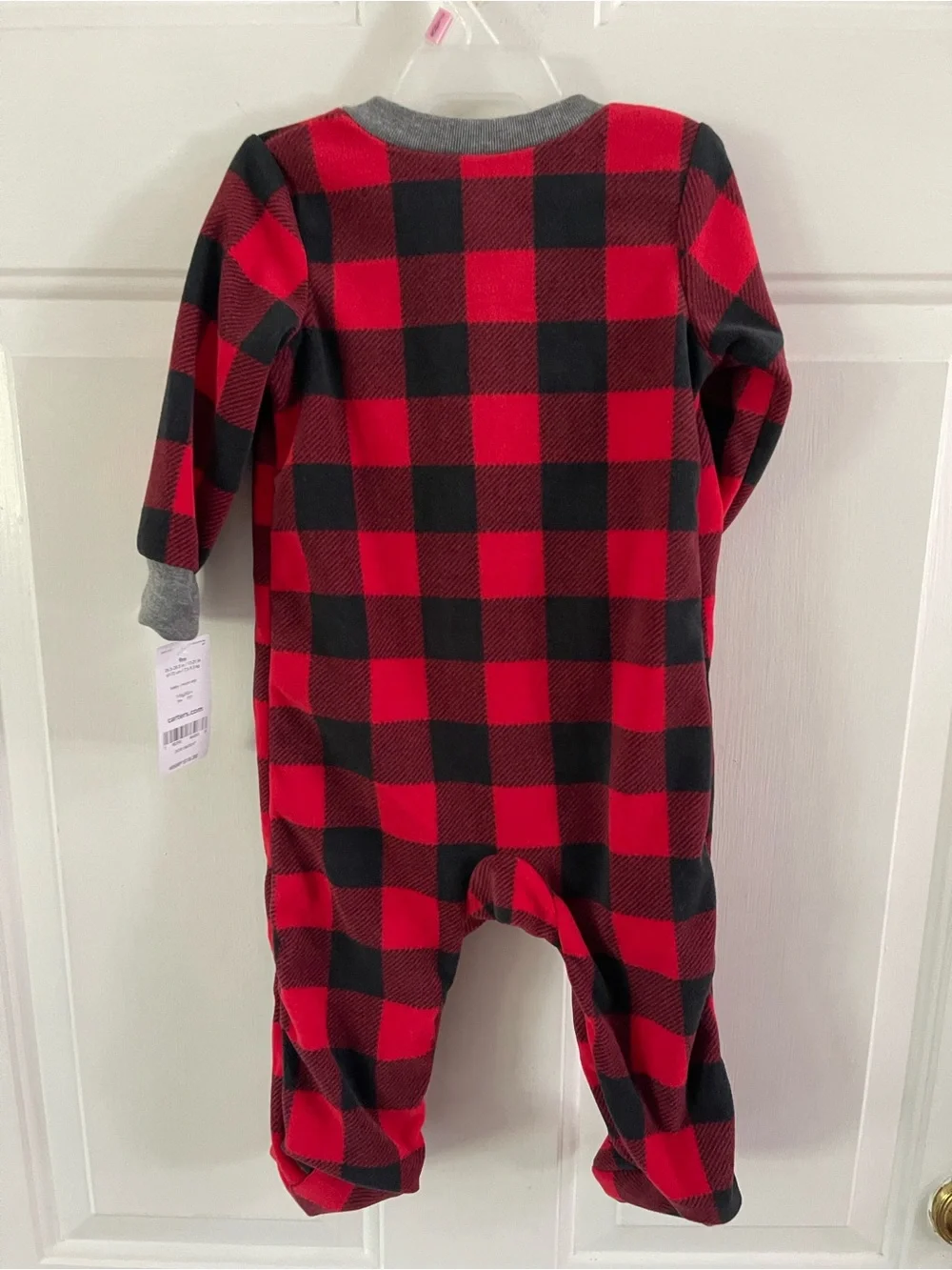 Carter's Red and Black Buffalo Plaid Moose Footed One-Piece